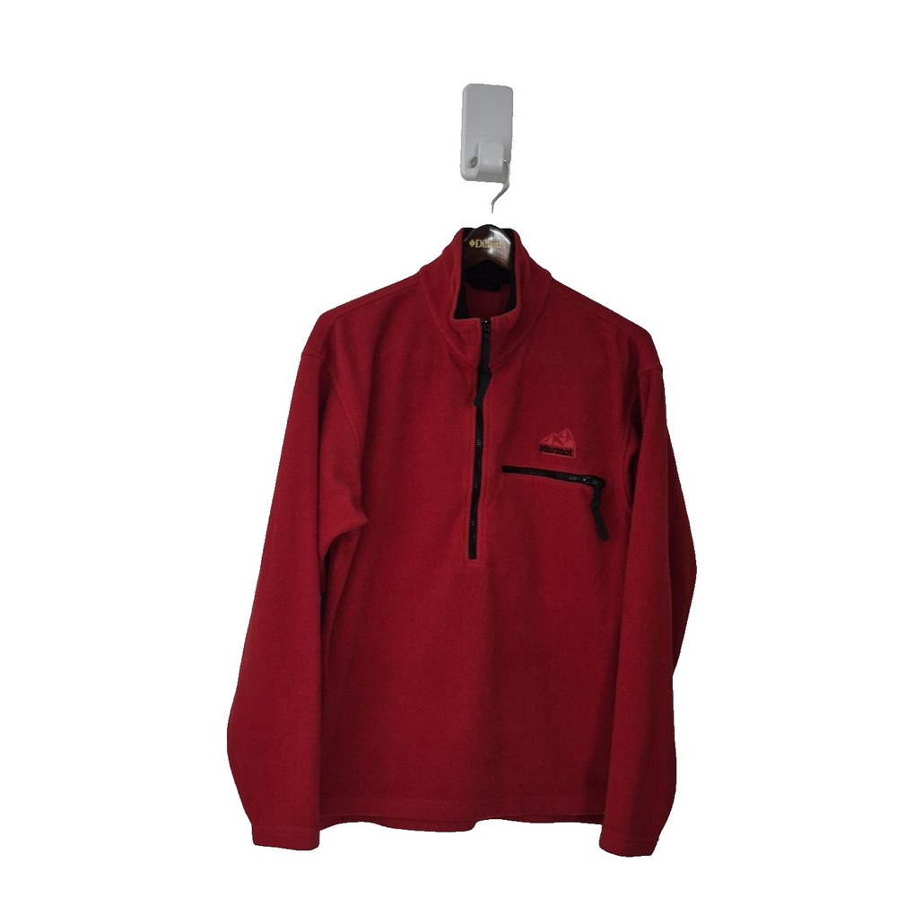 Marmot Polartec Pullover Mens Large Red Fleece 1/4 Zip Mock Neck USA‎ Hiking